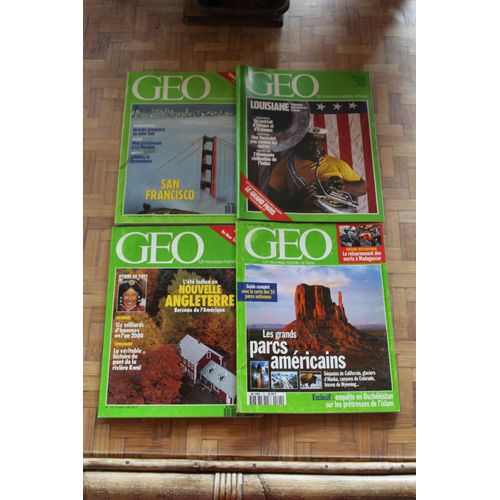 Lot De 4 Revues Geo Sur Les Etats Unis :Louisiane;Nouvelle Angleterre;Les Grands Parcs Americains;S
