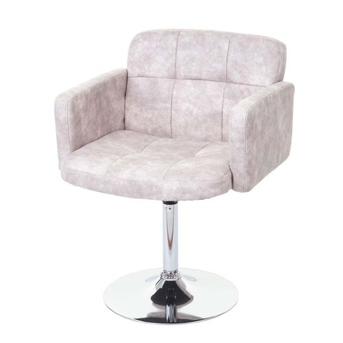 Chaise De Salle À Manger Orlando, Fauteuil Rotatif, Imitation De Daim, Chrome   Vintage, Gris Clair