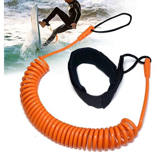 Orange 10 Pieds Leash Planche De Surf,Paddle,Sup,Laisse Pour Kayak,Bodyboard,Stand Up Paddle Board