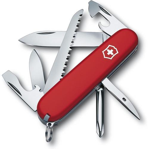 Rouge Hiker, Swiss Army Knife, Couteau De Poche Suisse, Léger, Multitool, 13 Fonctions, Lame, Scie À Bois, Rouge