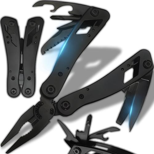 Noir Pince Multifonctions 11 En 1 Outils Randonnée En Acier Inox Avec Couteau Scie Tournevis Multitool De Poche Pour Survie Camping Réparation Couteau Idee Cadeau Homme Noir