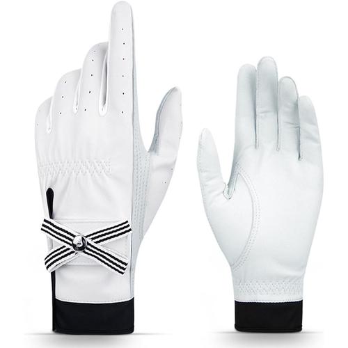 Blanc 1 Paire Gants De Golf Femme Main Gauche Droite Peau De Mouton Paume Respirante Dames Gants De Sport Velcro Antidérapant