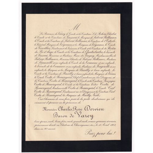 Dervieu Baron De Varey Rohan-Chabot Comte De Gassart Marquis Salvert Bellenave Contesse De L'estoile Marquis De Vergennes Comte De Gervillier Comtesse De La Rivière Du Pré D'auge Comte Quatrebarbes