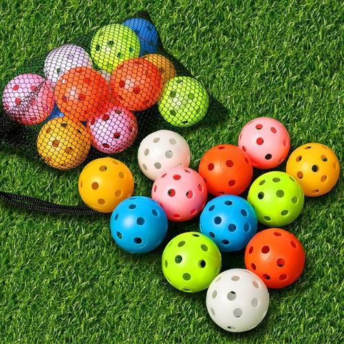 Couleurs Mélangées, 12 Pièces Lot De 12 Balles D'entraînement De Golf Creuses À Flux D'air De 40 Mm En Plastique Pour Entraînement Du Swing Et De La Conduite, Jeux De Golf À