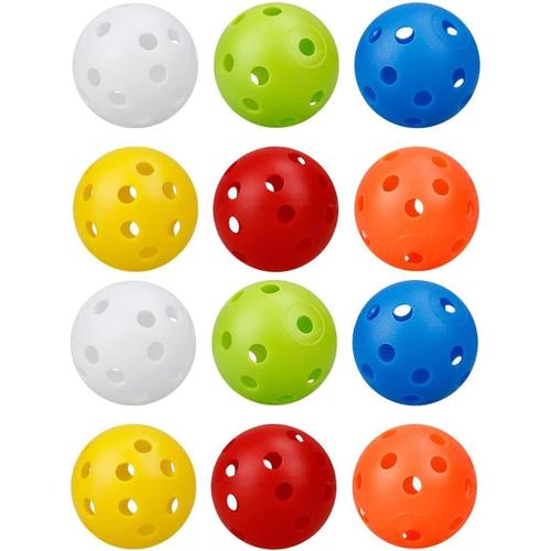 Yellow,Orange,Blue,White,Green,Red Lot De 12 Balles De Golf Creuses En Plastique De 42 Mm Pour Pratique Du Swing, De La Conduite, Usage Domestique Pour Animaux Domestiques, Enfants