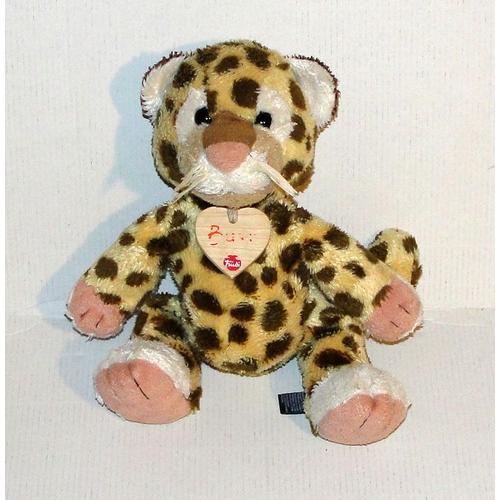 Doudou Panthere Collier Bussi En Bois Trudi Peluche Animal 26 Cm