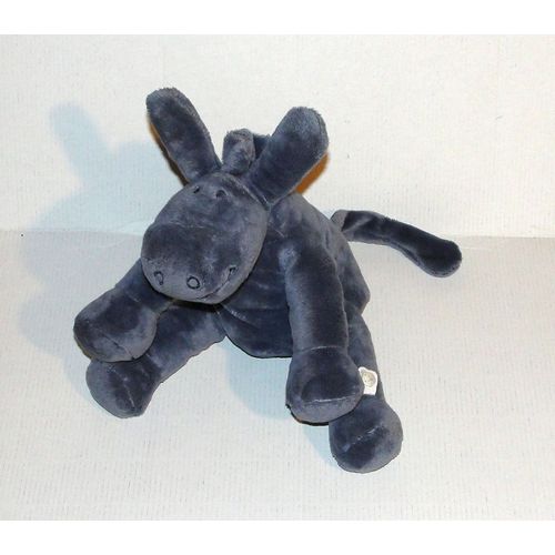 Doudou Paco Bleu Petrole Noukies Peluche Ane Paco Assis 20 Cm