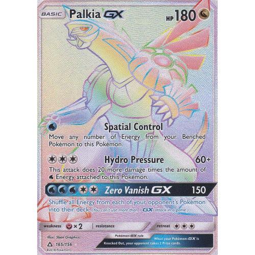 Carte Pokemon - Palkia Gx ( Palkia Gx ) - 165/156 - Secrete Rare Rainbow - Soleil Et Lune 5 Ultra Prisme - Version Anglaise