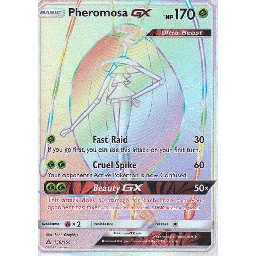 Carte Pokemon - Pheromosa Gx ( Cancrelove Gx ) - 158/156 - Secrete Rare Rainbow - Soleil Et Lune 5 Ultra Prisme - Version Anglaise