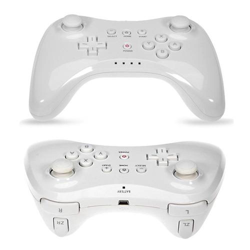 Manette Pour Nintendo Pour Contrôleur Wii U Pro Usb Classique - Double Télécommande Sans Fil Bluetooth Analogique - Blanc