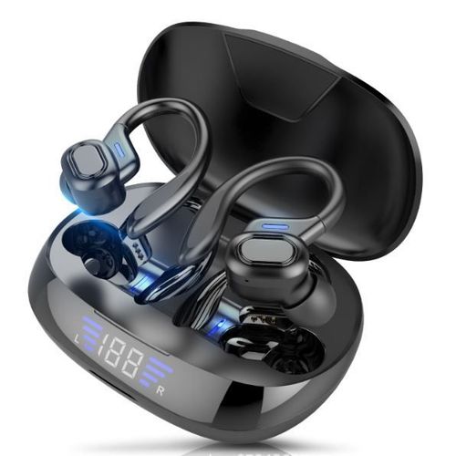 Earbuds Wireless écouteur nouvelle génération Bluetooth 5.0 sans Fil - Écran à LED - Oreillettes Intra-Auriculaires - Noir - Étanche