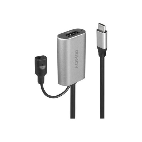 Lindy - Câble d'extension USB - 24 pin USB-C (M) pour USB type A, DC jack de 3,5 mm x 1,35 mm (F) - USB 3.1 Gen 1 / Thunderbolt 3 - 5 m - rond, actif - noir