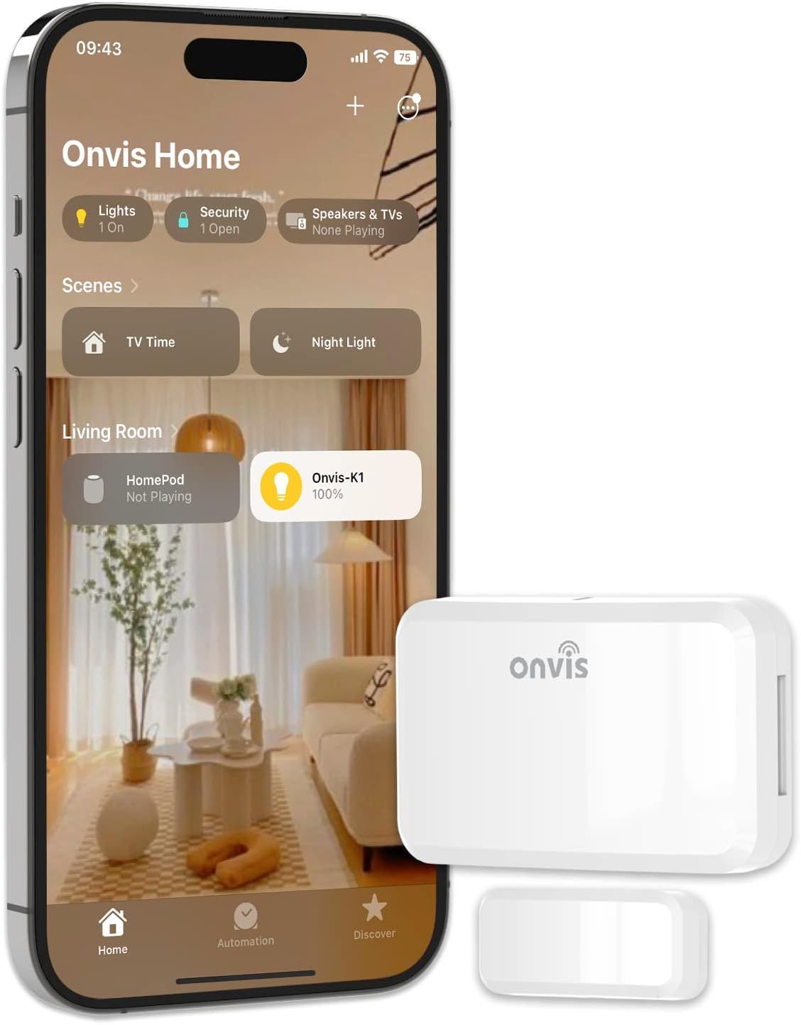 1 Pièce Détecteur d'Ouverture Porte/Fenêtre, Compatible avec Apple HomeKit Détecteur sans Fil pour Système d'Alarme et Domotique Intelligente, Notifications (Ouverte/Fermée), Bluetooth/Thread (1