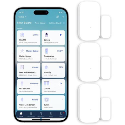 Détecteur d'Ouverture Porte/Fenêtre 3-pack Détecteur d'Ouverture Porte/Fenêtre 3-pack, NéCESSITE HUB, Connexion Zigbee, Détecteur sans Fil pour Système d'Alarme et Domotique Intelligente,