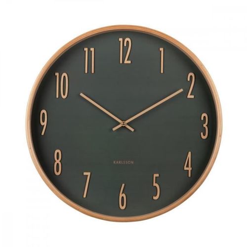 Horloge murale en bois D40cm - Present Time - Vert -