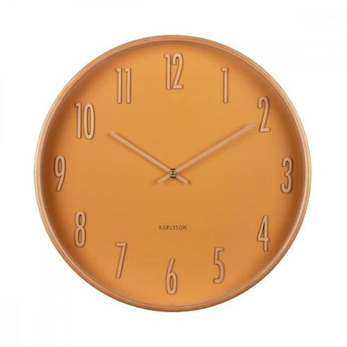 Horloge murale en bois D40cm - Present Time - Jaune -