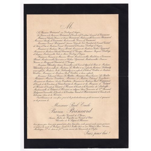 Baron Brincard Duboys D'angers Arnaud De Gramont Charles Coeuret De Saint Georges Symonet Le Bertre Vassart D'hozier Comte De Cambacérès De Labriffe Vicomte Léon De La Ferrière D'havrincourt