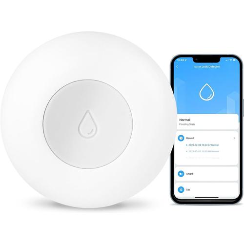 WLAN & Zigbee Détecteur d'eau intelligent avec batterie, détecteur de fuite d'eau WiFi pour cuisine, cave, salle de bain, alarme via l'application Tuya, compatible avec Alexa et Homekit