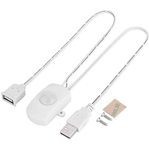 Blanc Mini détecteur de Mouvement PIR commutateur détecteur de présence pour DIY d'éclairage à LED, détecteur de détecteur de Mouvement Infrarouge PIR Interrupteur Interface USB