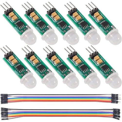 Noir Lot de 10 mini détecteurs de mouvement infrarouge SR505 pour pratique électronique DIY