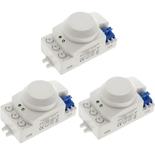 Blanc 3X 5.8GHz HF SystèMe LED -Onde 360 ??DegréS Détecteur de Mouvement du Corps du Commutateur de Capteur de Mouvement