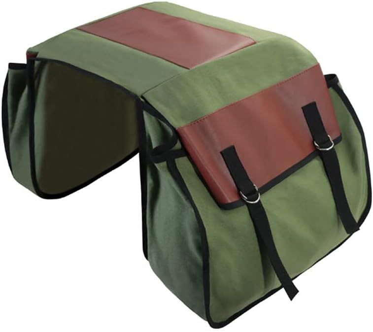 Armée Verte Sacoche De Vélo,Sac De Selle De Porte-Bagages De Vélo En Cuir Pu Étanche Double Sac De Porte-Bagages De Vélo Pour Atv Sac De Coffre De Vélo De Route Adapté À La Plupart Des