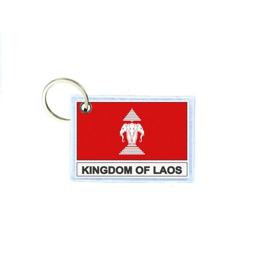 Porte Cles Cle Clefs Imprime Double Face Drapeau Lao Laos Ancien