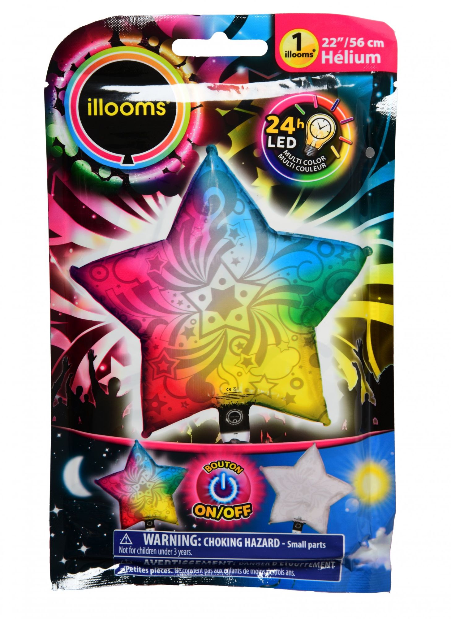 Ballon Aluminium ?Toile Multicolore Led Illooms 50 Cm