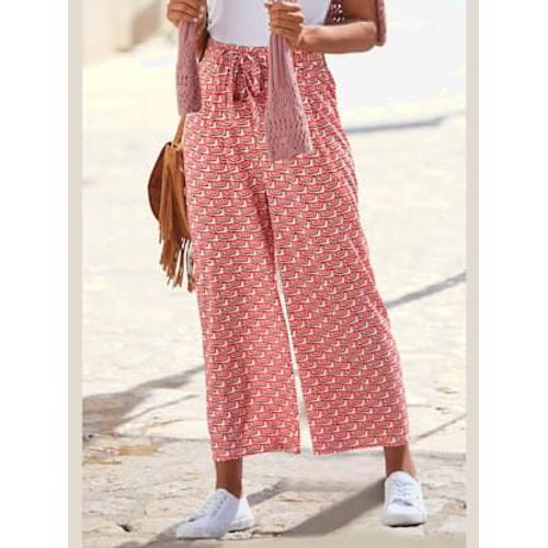 Jupe-Culotte En Jersey Imprimée - - Beige-Rouge Imprimé