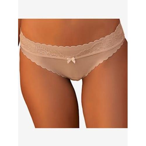 Bas De Maillot De Bain Slip Fantaisie Avec Dentelle Fine Et N?ud Décoratif - - Caramel