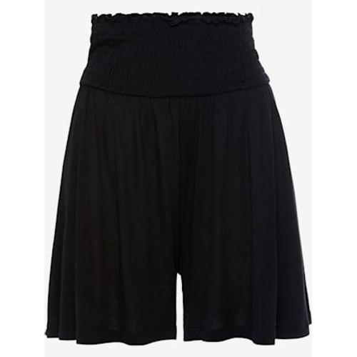 Shorts Jupe-Culotte Avec Bords-Côtes Confortables - - Noir