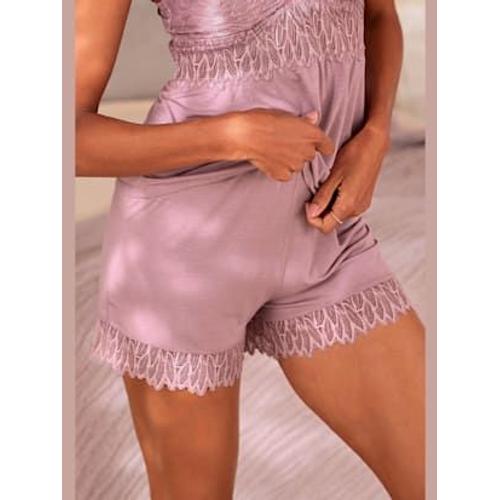 Short De Nuit Short Avec Détails En Dentelle - - Mauve