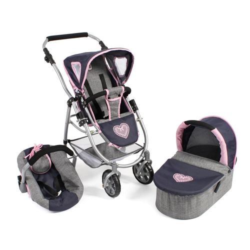 Poussette Pour Poupées, 3 En 1 Emotion - Gris-Bleu Marine
