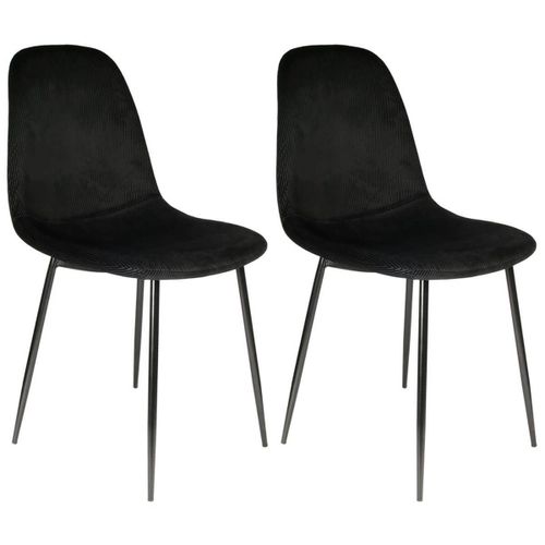 Alessia - Lot De 2 Chaises Velours Côtelé Noires