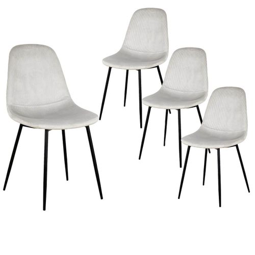 Alessia - Lot De 4 Chaises Velours Côtelé Gris Clair