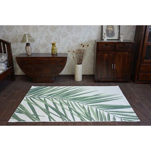 200x290 Cm Tapis En Corde Sizal Color 19434/062 Feuilles Vert Jungle
