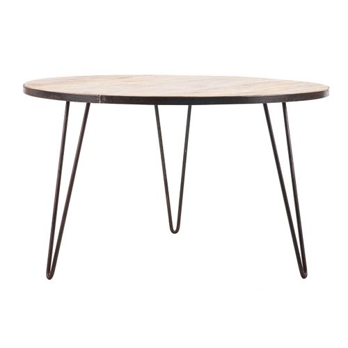 Table À Manger Ronde Industrielle Manguier Massif Et Métal D125 Cm Atelier