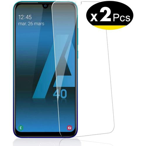 Lot De 2, Verre Trempé Pour Samsung Galaxy A40, Film Protection Écran - Anti Rayures - Sans Bulles D'air -Ultra Résistant (0,33mm Hd Ultra Transparent) Dureté 9h Glass