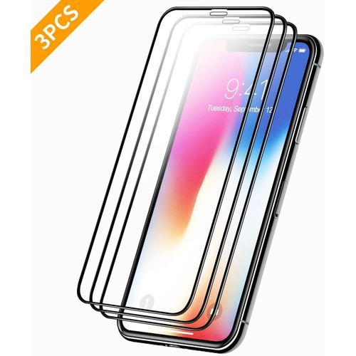 Lot De 3 Films De Protection D'écran En Verre Trempé Transparent Pour Iphone 11 Pro/Iphone Xs/Iphone X