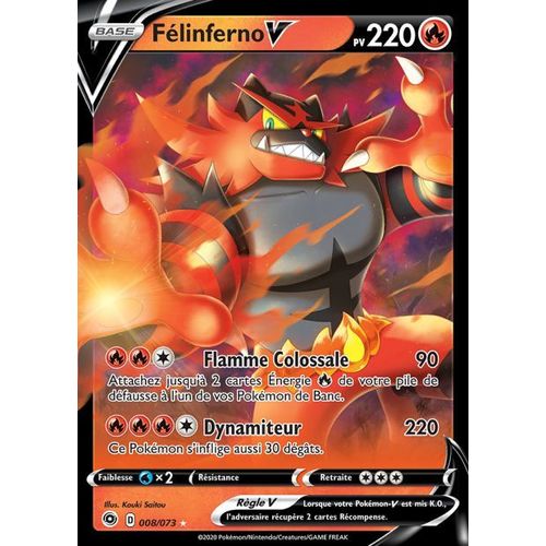 Carte Pokemon - Felinferno V - 008/073 - Ultra-Rare - Épée Et Bouclier 3,5 La Voie Du Maitre