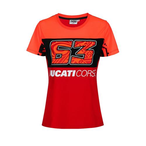 T-Shirt Gofree Pecco Bagnaia Dual Ducati Corse Moto Gp Femme Rouge