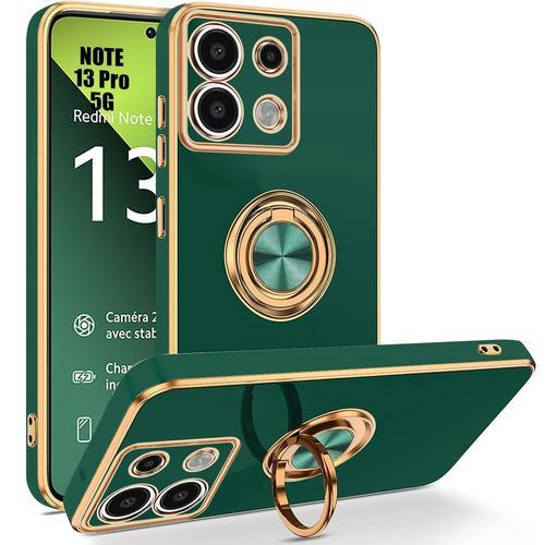 Coque Pour Xiaomi Redmi Note 13 Pro 5g (Pas Pour 4g), Protection Antichoc En Silicone Avec Support Rotatif, Vert Nuit - E.F.Connection