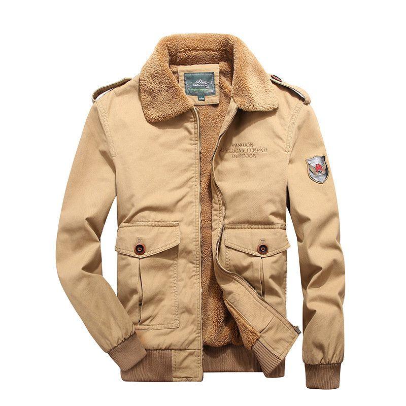 Hiver Blouson Homme Chaud Doublé Polaire Veste Zippee en Coton Epaisse  Couleur Unie