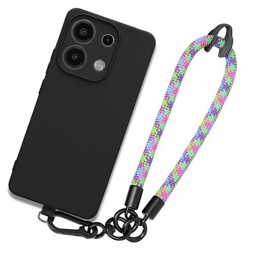 Coque Pour Xiaomi Redmi Note 13 4g (Pas Pour 5g), Protection Antichoc Noir Avec Bracelet Multicolore Détachable - E.F.Connection
