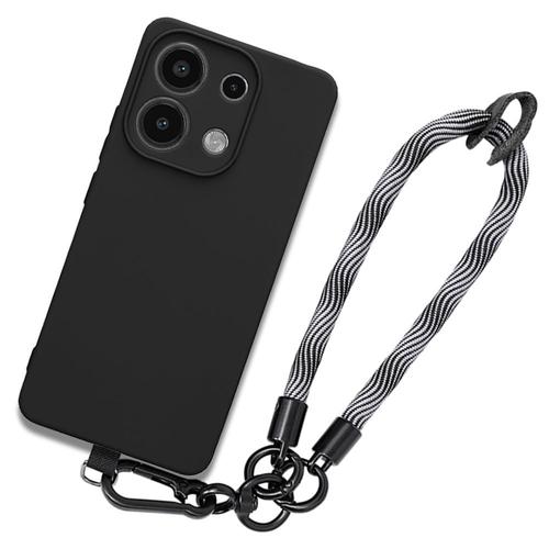 Coque Silicone Noir Pour Xiaomi Redmi Note 13 4g (Pas Pour 5g) Avec Dragonne Amovible Gris, Protection Antinchoc - E.F.Connection