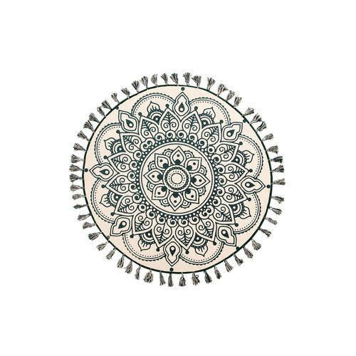 Tapis Rond Au Motif Mandala 120 Cm Crème Et Vert Irice