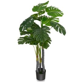 COSTWAY Plante Artificielle 120cm avec Pot et 20 Feuilles,Arbre Faux Monstera Deliciosa pour Décoration Intérieur Exterieur, Vert