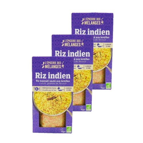 Lot 3x Riz Et Lentilles À L'indienne Bio - Boîte 250g