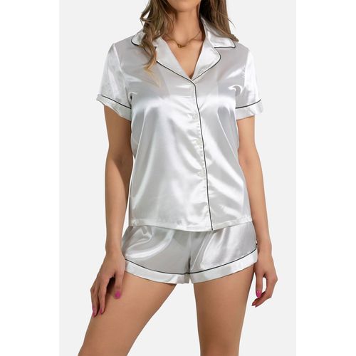 Ensemble Pyjashort Fluide En Satin Blanc Femme