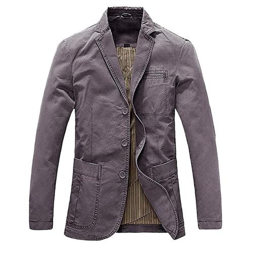 Blouson Homme Manteau Casual Coton Slim Costume Veste Jacket Trois Boutons Veston Col Revers Homme Blouson Classique -Sunny032